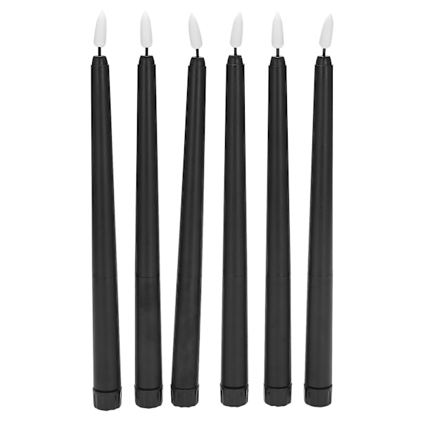 Paket med 6 svarta LED-födelsedagsljus, gula flamlösa flimrande batteridrivna LED-ljus Black
