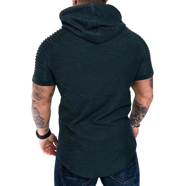 Hettegenser med plisserte ermer for menn - sommerlig, avslappet sports-topp Dark Grey 3XL