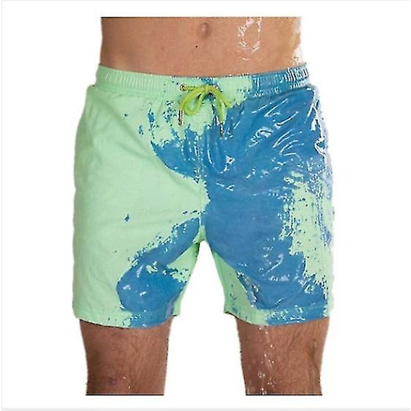 Magiska Färgväxlande Strandbyxor Herrar Badbyxor Badkläder Snabbtorkande Bad Blue 2XL