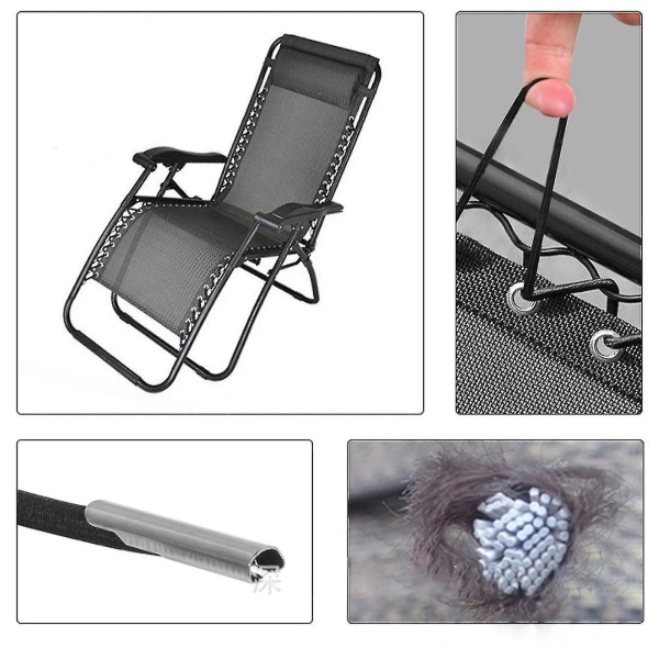 4x reb Elastisk ledning kompatibel med solsengestole Hvilestole Zero Gravity Garden (ekskl. stole) -HG