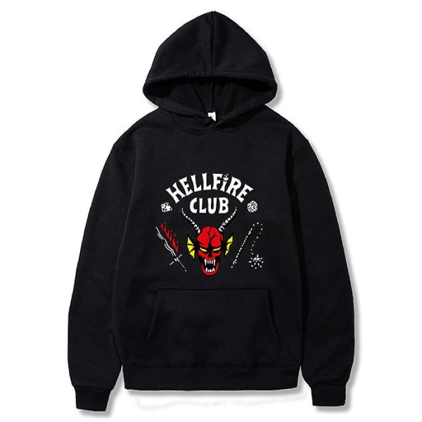 Stranger Things 4 Hellfire Club -hupparit Neulepaidat Casual topit Black L