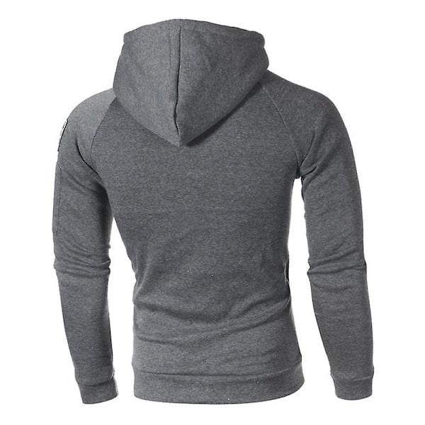 Herrar Tjock Hoodie Huvtröja Tröja Vinter Varm Dark Gray M
