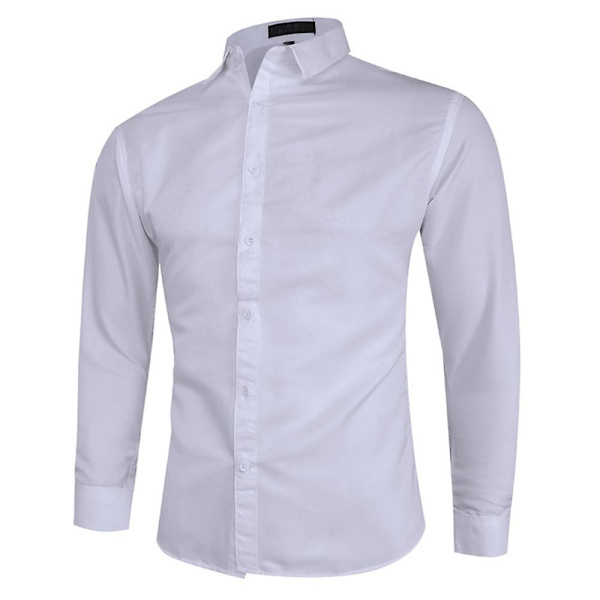 Herrar Knapp-Ner Krage Casual Business Skjorta Toppar White XL
