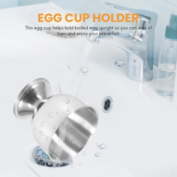 Eggkopp, eggbrett i rustfritt stål, holder for myke kokte egg, oppvaskmaskinsikker (4 pakker) Silver