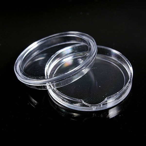 10 stk Små Runde Transparente Plast Myntkapsler Boks 20mm