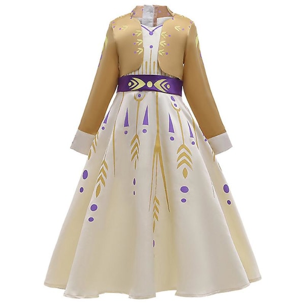 Kids Frozen 2 Queen Elsa Cosplay ballkjole kostyme jenter Halloween Fancy Dress-Champagne 9-10 Years