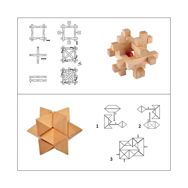 3D Träkub Hjärnteaser - Utmanande Pusselspel