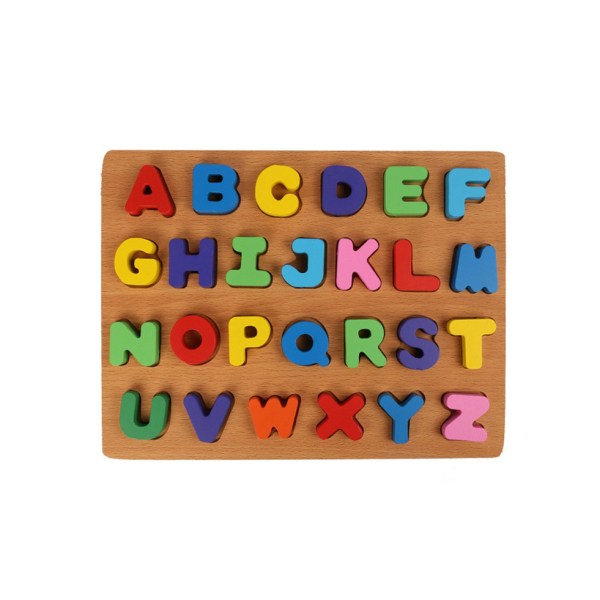 3-bokstäver och siffror Trä Learning Puzzle Board