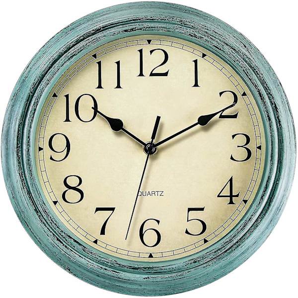 Silent No Tick Round Retro Quartz Clock Veggklokke (12 tommer) Blue