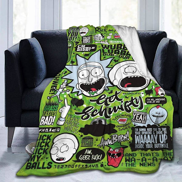 Rick And Morty flanneltæppe Varmt tæppe Stort blødt tæppe -w149 -ES 50x40in 125x100cm