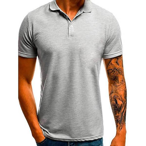 Herre polo skjorte kortermet t-skjorte sommer golf topper Light Grey 3XL