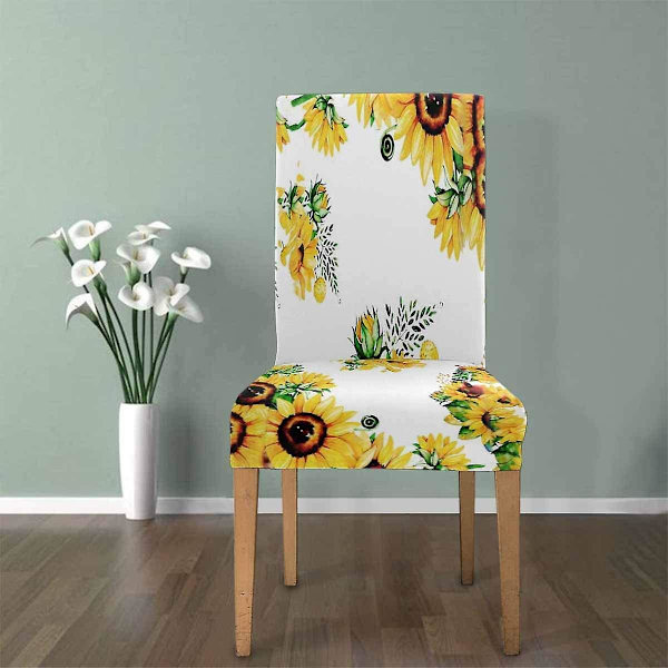 Vackra Blommor Solrosor Stretch Stolsöverdrag Skydd Sitsöverdrag Kompatibel Med Matrum Hotell Bröllop Fest Set Om 1