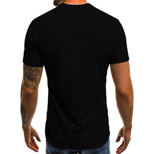 Herre polo skjorte kortermet t-skjorte sommer golf topper Black 3XL
