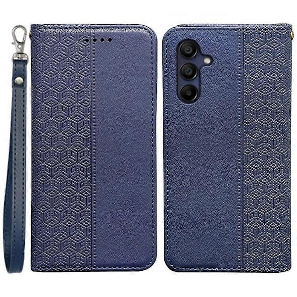Kompatibelt Plånboksfodral för Samsung Galaxy A26 5G, Stark Magnetisk Rutmönstrad Prägling Läder Flipfodral Blue
