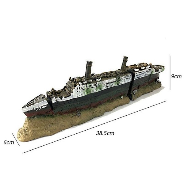 Akvarium Titanic Middelhavsmodel skibsdekorationer Kunstigt skibsvrag Tilgang til hjemmet Harpiks sænket bådfisk levende ornament