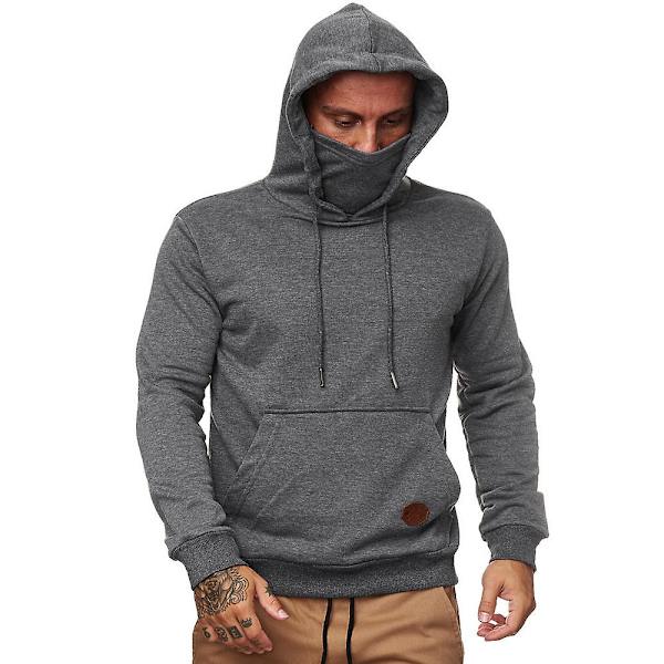 Huvtröja för män, sporttröja med huva, ansiktsmasker, tröja Dark Grey 2XL