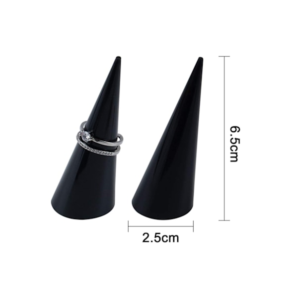 5-pack Konformad Akryl Solid Ring Display för Smyckesvisning Displayställ (Klar & Svart & Vit) - Svart