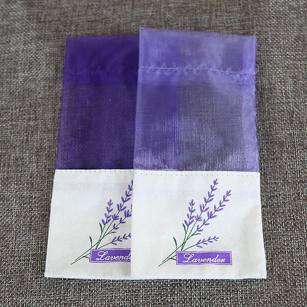 50 stk. Tomme Lavendelposer Blomsterprint Duftpose Sækkepose Kompatibel Med Afstressende Søvn Dark purple 25pcs