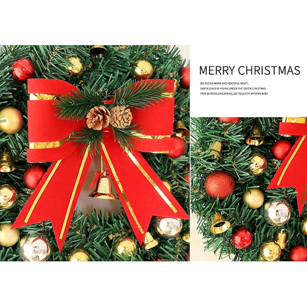 30 cm julekrans med lys Forbelyst julepynt ytterdør kunstig furukirland -ES