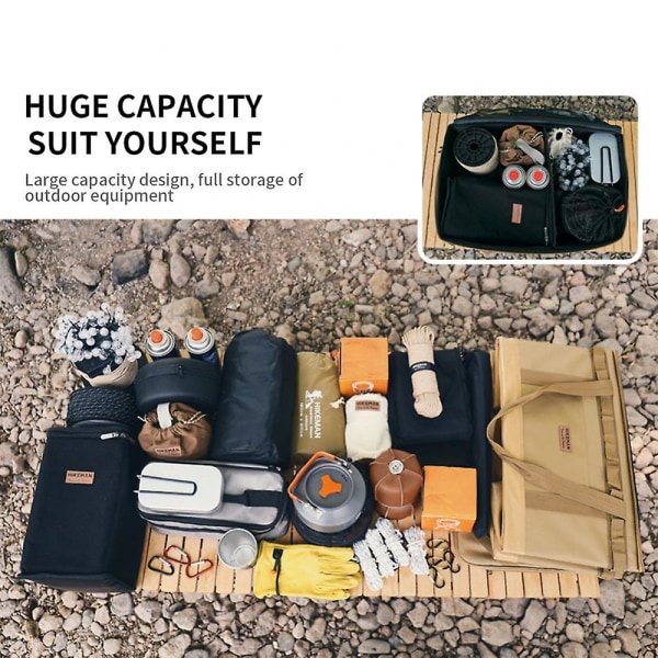 Nyaste Campingförvaringsväska för Utomhus Camping Vandring Matväska Stor Förvaring Lampbordsporslin Väska Campingverktyg Picknick Camp Reseväska Black Camp Bag