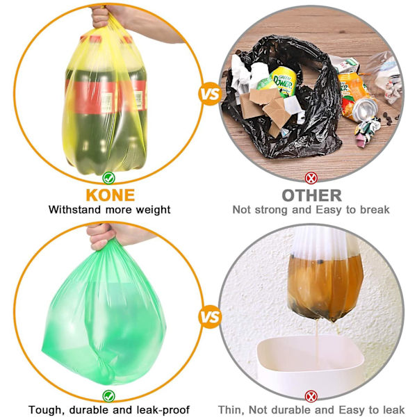 100 st Sopsäckar Stark Sopåsar, Badrumssopbehållare Foder, Plastpåsar Kompatibla Med Kontor, Papperskorg Foder Green