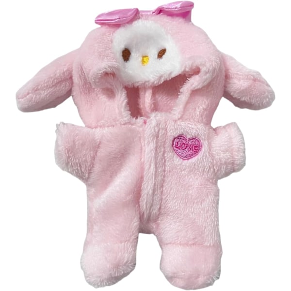 WEIRAN 17cm Dockkläder, Kläder för Klädset, Dockor Nyckelringstillbehör, Låtsas Djurstil Outfit Jumpsuit Bunny Pink