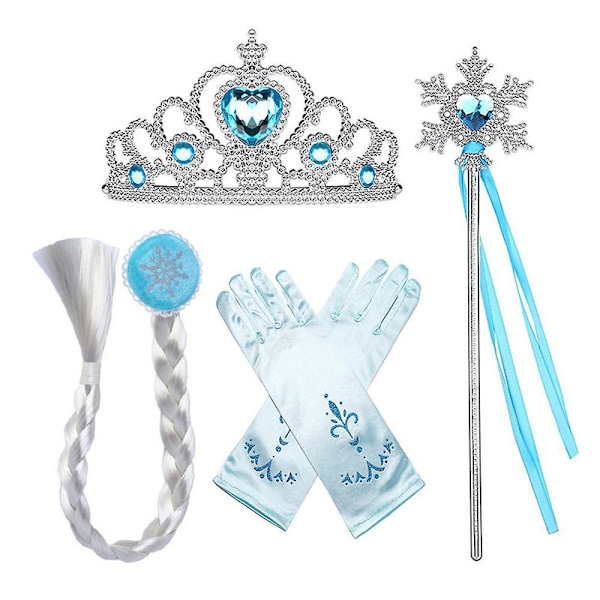 3-9-vuotiaille tytöille Frozen Elsan puku Prinsessan hieno pukeutumispuvut Cosplay-juhlamekko + tarvikkeet lahjat 6Years