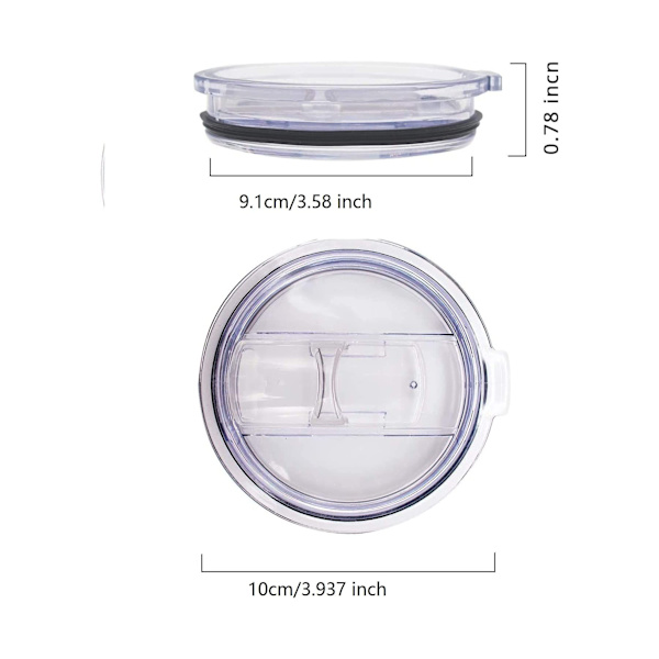 2 Ersättningslock för 30oz Rostfritt Stål Tumbler Resekopp - Passar Inre Diameter 3.58 TUM (Transparent) - Multi