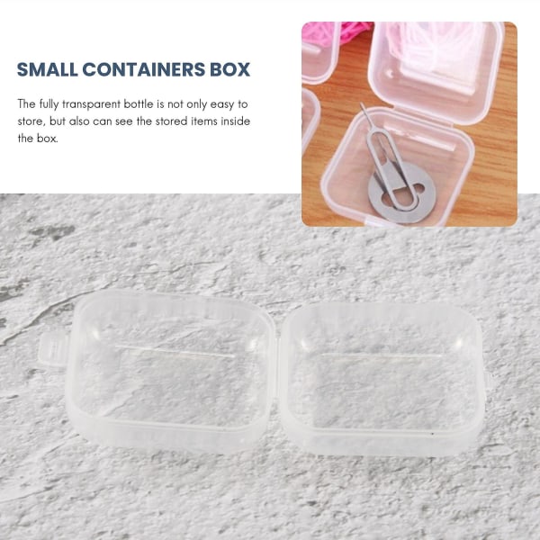 24 stk små klare plastperler beholdere boks med hengslet lokk for små gjenstander Håndverk maskinvare