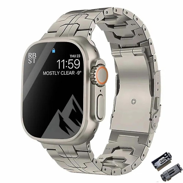 Luksus Titanium rem kompatibel med Apple Watch Band Ultra 49mm 45mm 44mm 41mm 3 -HG titanian