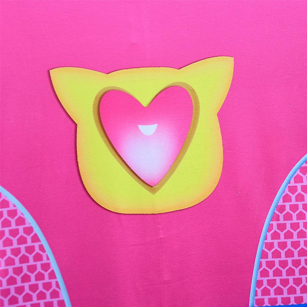 3-9 år Barn Super Kitties Cosplay Kostyme Katt Jumpsuit Maskeantrekk Halloween Party Fancy Dress Gaver-Rose Red 5-6Years