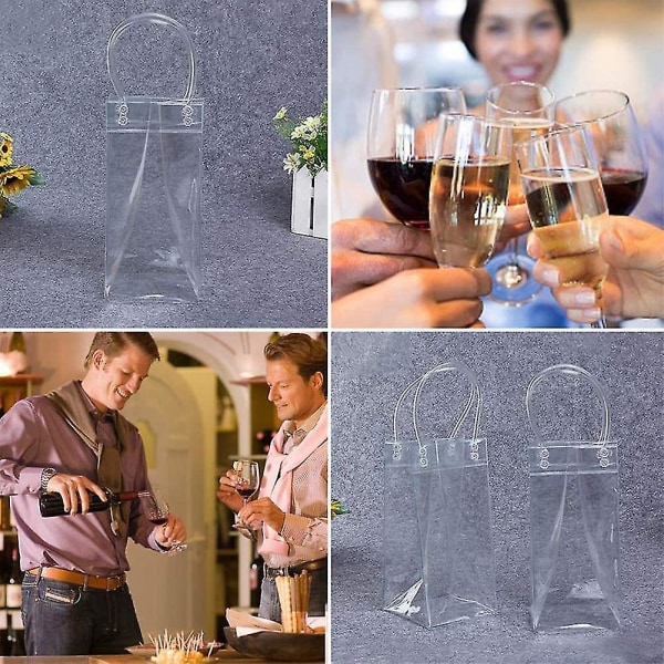 6-pak champagne øl rødvinsflaske isoleret vandtæt bærbar gennemsigtig pvc køletasker med bærehåndtag kompatibel med udendørs fest -ES