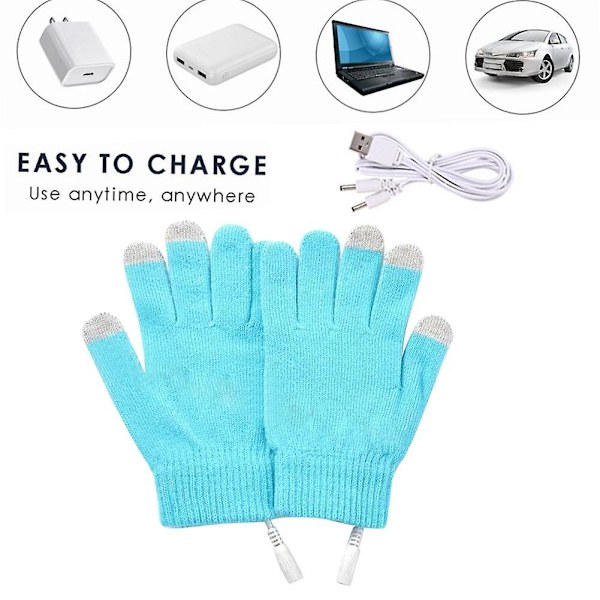 1 Par Vinteruppvärmda Ridhandskar USB-Laddning Varma Handskar för Utomhusaktiviteter Konstant Tem Blue
