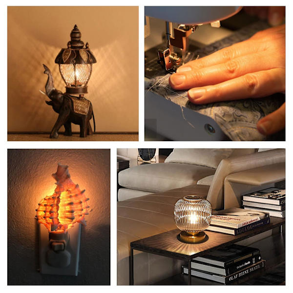 Pakke med 6 Himalaya Saltlampe Pærer E12, 15 Watt til Soveværelsesbelysning Dekoration 220-240v hg