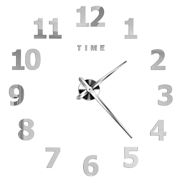 Roomalaiset numerot seinäkellot 3d tee itse peili seinäkello akryyli tarra muoti kvartsi kellot watch kodin sisustus Reloj De Pared Silver H 27inch 2D (No EVA)