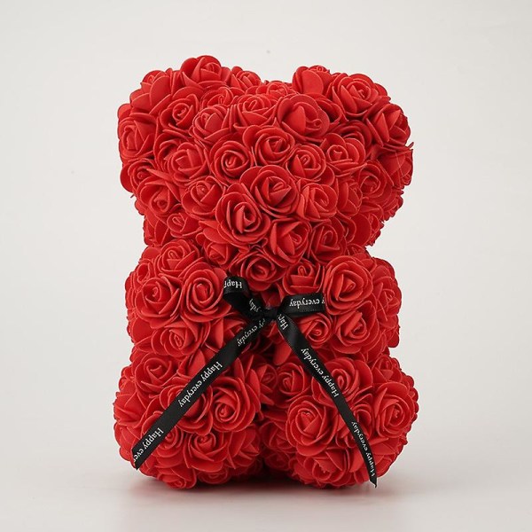 Alla hjärtans dag present 25cm Rose Teddy Bear Från Blommor Björn Med Blommor Röd Rose Björn Red