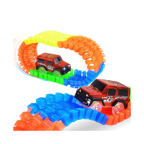 Glow In the Dark Car Race Track Set - 125 stk, fleksibel, for barn