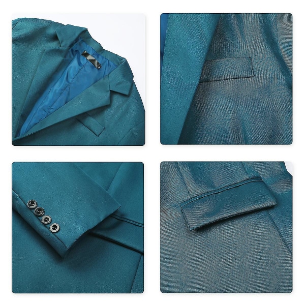 Yynuda Herre Business Casual Klassisk Hakk Lapel Dobbel Splitt Pure Color Enknapps dressjakke 11 farger Lake Blue 2XL