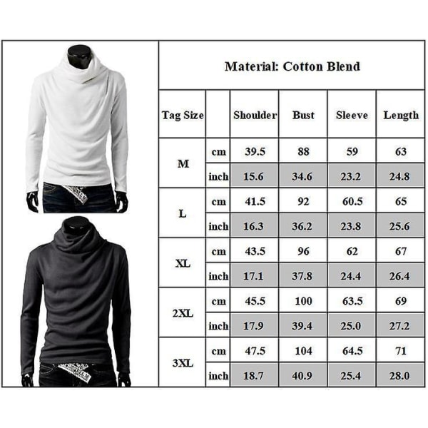 Herrar Solid Turtle Neck Långärmad Casual Vinter Höst Pullover Toppar Wine Red L