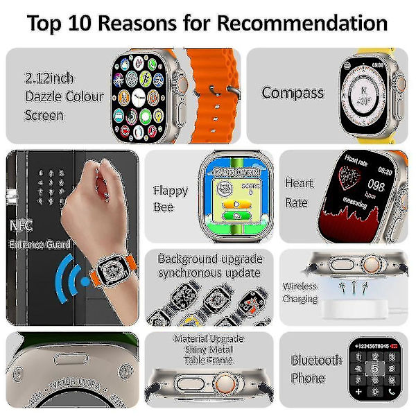 Hk8 Pro Max Ultra Men 49mm Amoled Screen Compass Nfc Smartwatch -HG color4