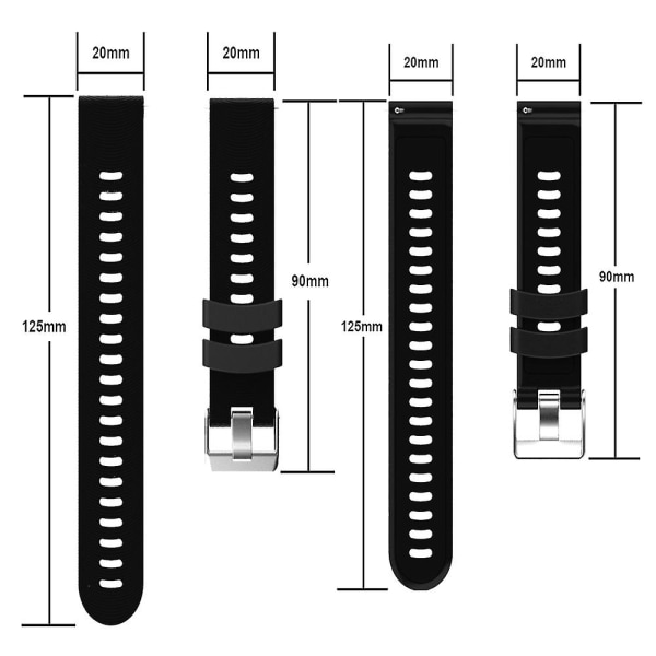 2 stk Garmin Vivoactive 3 Silikone urrem Armbånd Kompatibel med Garmin -HG black