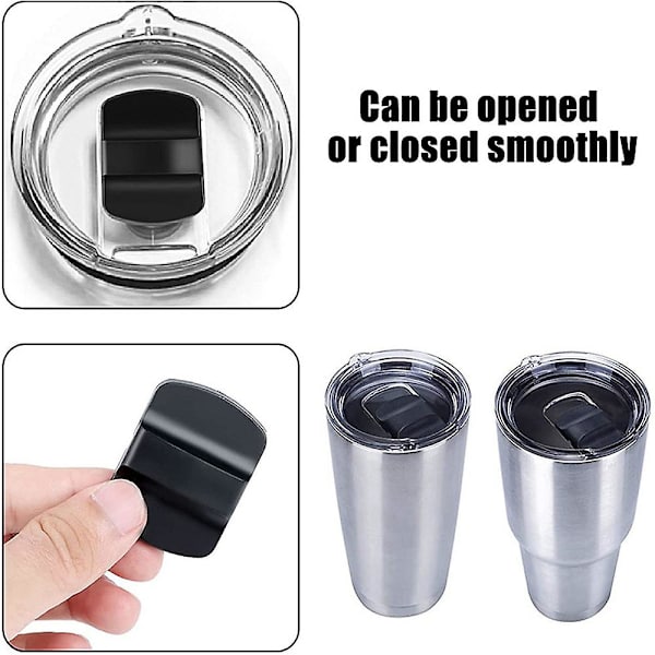 Tumbler-Låg til udskiftning Kompatibel med 20oz 30oz Yeti Termoskop Tumbler, Spildsikker Splash-resistent Magnetisk Låg Dæksler -ES Black 30oz