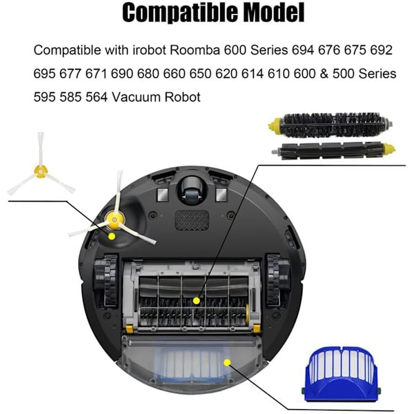 Varaosasarja iRobot Roomba 600 -sarjan 694 676 675 692 600 & 500 -sarjan 595 585 564 robotti-imureille
