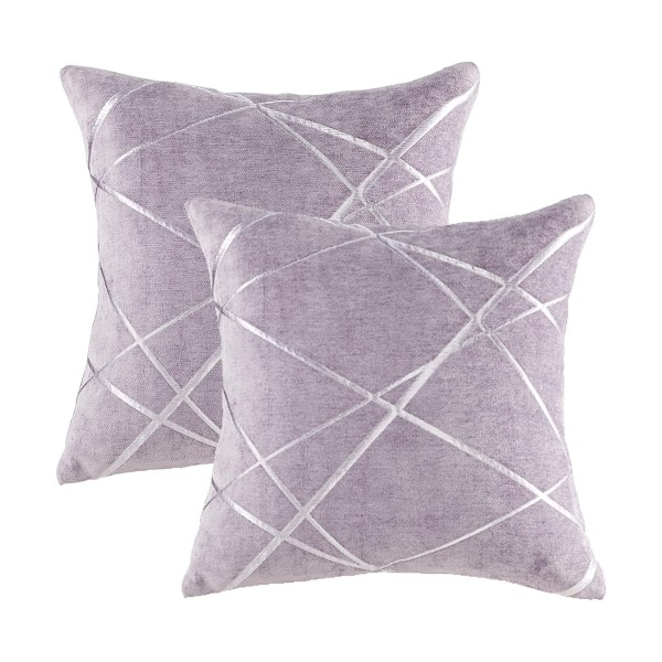 Koristeellinen sohvan tyynyliina, sohvan paksu tyynytyynyliina, neliönharmaa luksustyyny 2 settiä -45x45 cm Violetti