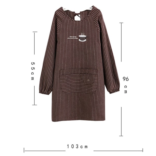 Långärmad förkläde Hudvänligt med fickor Polyester Bomull Damkläder Arbetskläder För Matlagning Wine Red