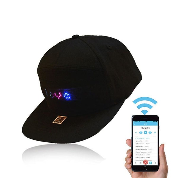 LED-skjerm Bluetooth-hatt Engelsk gående karakterhatt Skjermkarakterhatt Lysende hatt (58-60 cm) -hg black