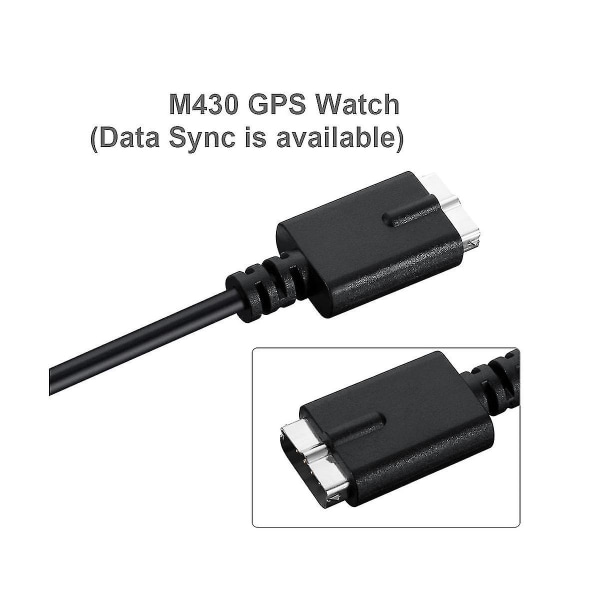 Rask USB-laderkabel kompatibel med M430 Smart Watch 1m ladekabel Dataledning kompatibel med M430 Gps løpeklokke -HG Black