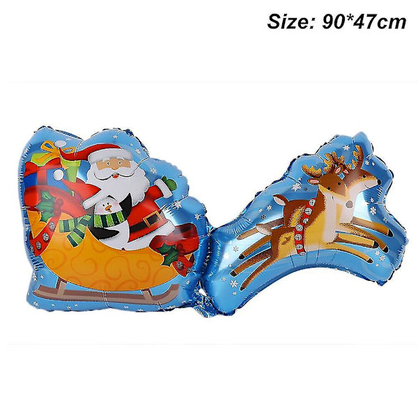 Julefolieballoner Santa Snowman Elk Xmas Tree Gift Box Style Oppustet ballon kompatibel med julen 2023 nytårsfestdekoration -ES A  car