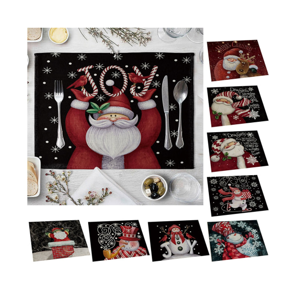 Jultomte älg snögubbe placemat pad matbord isoleringsmatta heminredning-4# unikt värde