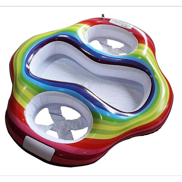 Uppblåsbar Tvilling Baby Dubbel Badring Sittplats Vattenlek Saker Pool Floats Barn S Vattenleksak Regnbåge Sittande Cirkel